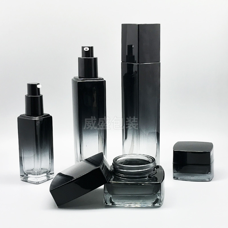 方形化妆品玻璃瓶 面霜瓶子黑色玻璃瓶现货(图4)